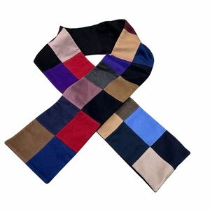 Colorblock Patchwork Scarf Multicolour Statement Cottagecore Academia Handmade
